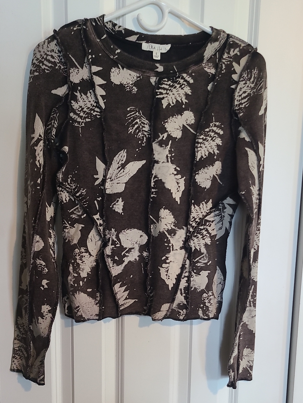 Oli & Hali Brown and Cream Floral Long Sleeve Tee